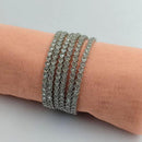 SNERA Silver Plated Crystal Stone Bangles Set