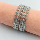 SNERA Silver Plated Crystal Stone And Pearls Bangles Set