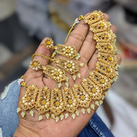 SNERA Gold Plated Pota Stone And Beads Necklace Set
