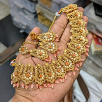 SNERA Gold Plated Pota Stone And Beads Necklace Set