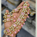SNERA Gold Plated Kundan Stone And Beads Necklace Set