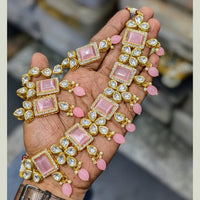 SNERA Gold Plated Kundan Stone And Beads Necklace Set
