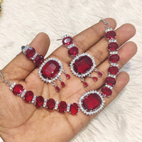 SNERA Silver Plated AD Necklace Set