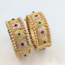 SNERA Gold Plated Pota Stone Openable Bangle Set