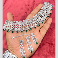 SNERA Silver Plated American Diamond Necklace Set