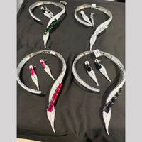 SNERA Silver Plated American Diamond Necklace Set