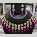SNERA Gold Plated Crystal Stone And Beads Necklace Set