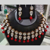 SNERA Gold Plated Crystal Stone And Beads Necklace Set