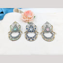 SNERA 2 Tone Plated Pota Stone And Pearls Dangler Earrings