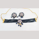 SNERA Gold Plated Kundan Stone And Beads Meenakari Choker Necklace Set
