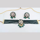 SNERA Gold Plated Kundan Stone And Beads Meenakari Choker Necklace Set