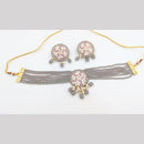 SNERA Gold Plated Kundan Stone And Beads Meenakari Choker Necklace Set