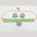 SNERA Gold Plated Kundan Stone And Beads Meenakari Choker Necklace Set