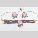 SNERA Gold Plated Kundan Stone And Beads Meenakari Choker Necklace Set