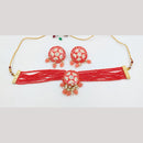 SNERA Gold Plated Kundan Stone And Beads Meenakari Choker Necklace Set
