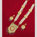 SNERA Gold Plated Crystal Stone And Beads Necklace Set