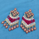 SNERA Gold Plated Crystal Stone And Beads Dangler Earrings