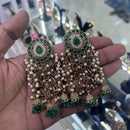 SNERA Gold Plated Crystal Stone Pearl And Beads Jhumki Earrings