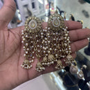 SNERA Gold Plated Crystal Stone Pearl And Beads Jhumki Earrings
