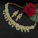 SNERA Gold Plated Pota Stone And Pearls Choker Necklace Set