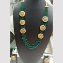 SNERA Gold Plated Kundan Stone And Beads Long Necklace Set