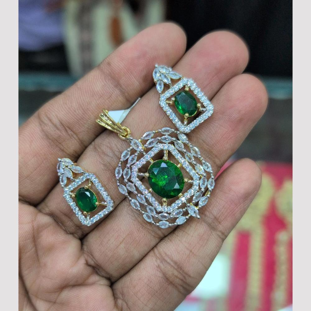 SNERA Gold Plated American Diamond Pendant Set (Without Chain)