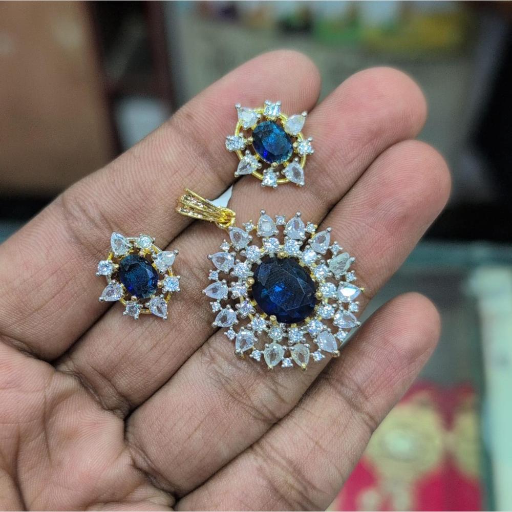 SNERA Gold Plated American Diamond Pendant Set (Without Chain)