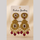 SNERA Gold Plated Pota Stone And Pearls Dangler Earrings