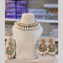 SNERA Gold Plated Crystal Stone And Pearls Choker Necklace Set 
