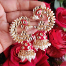 SNERA Gold Plated Kundan Stone And Pearl Jhumki Earrings