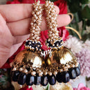 SNERA Gold Plated Beads And Pearls Jhumki Earrings
