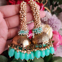 SNERA Gold Plated Beads And Pearls Jhumki Earrings