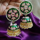 SNERA Gold Plated Kundan Stone And Meenakari Jhumki Earrings