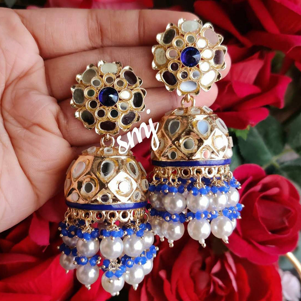 SNERA Gold Plated designer Mirror Jhumkis Earrings