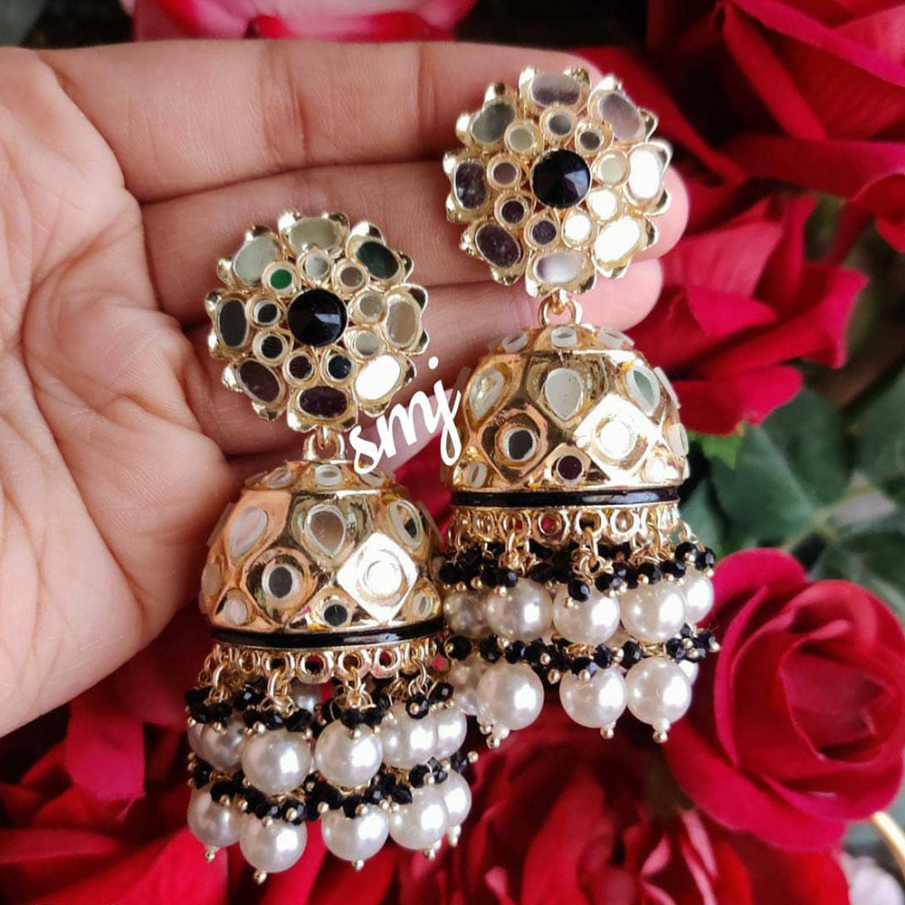 SNERA Gold Plated designer Mirror Jhumkis Earrings