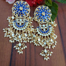 SNERA Gold Plated Kundan Stone And Pearls Meenakari Dangler Earrings