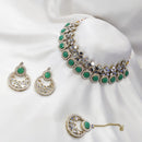 SNERA Gold Plated Pota Stone And Mirror Choker Necklace Set