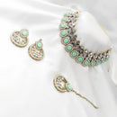 SNERA Gold Plated Pota Stone And Mirror Choker Necklace Set