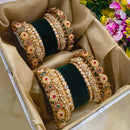 Elegant Gold Plated Pearl And Pota Stone Bangle Set