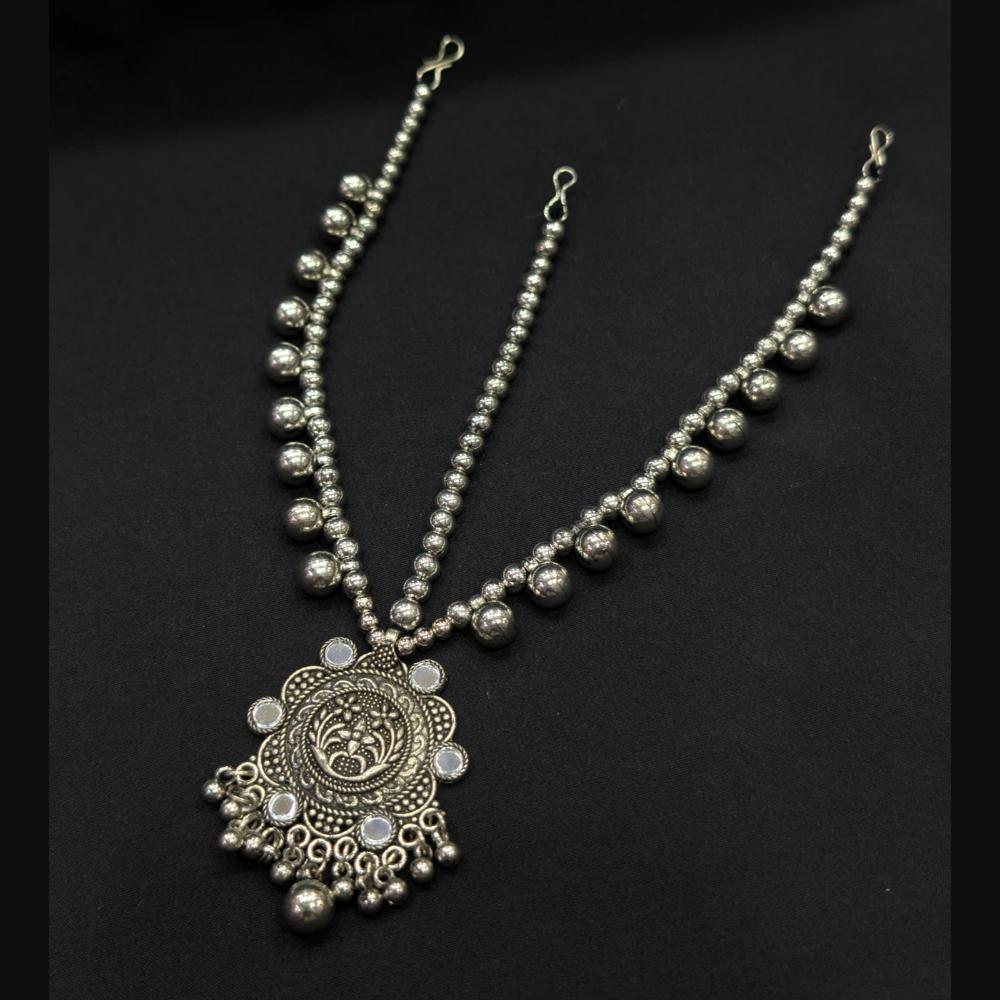 SNERA Tribal-Inspired Oxidised Plated Mirror Work Damini Maangtikka