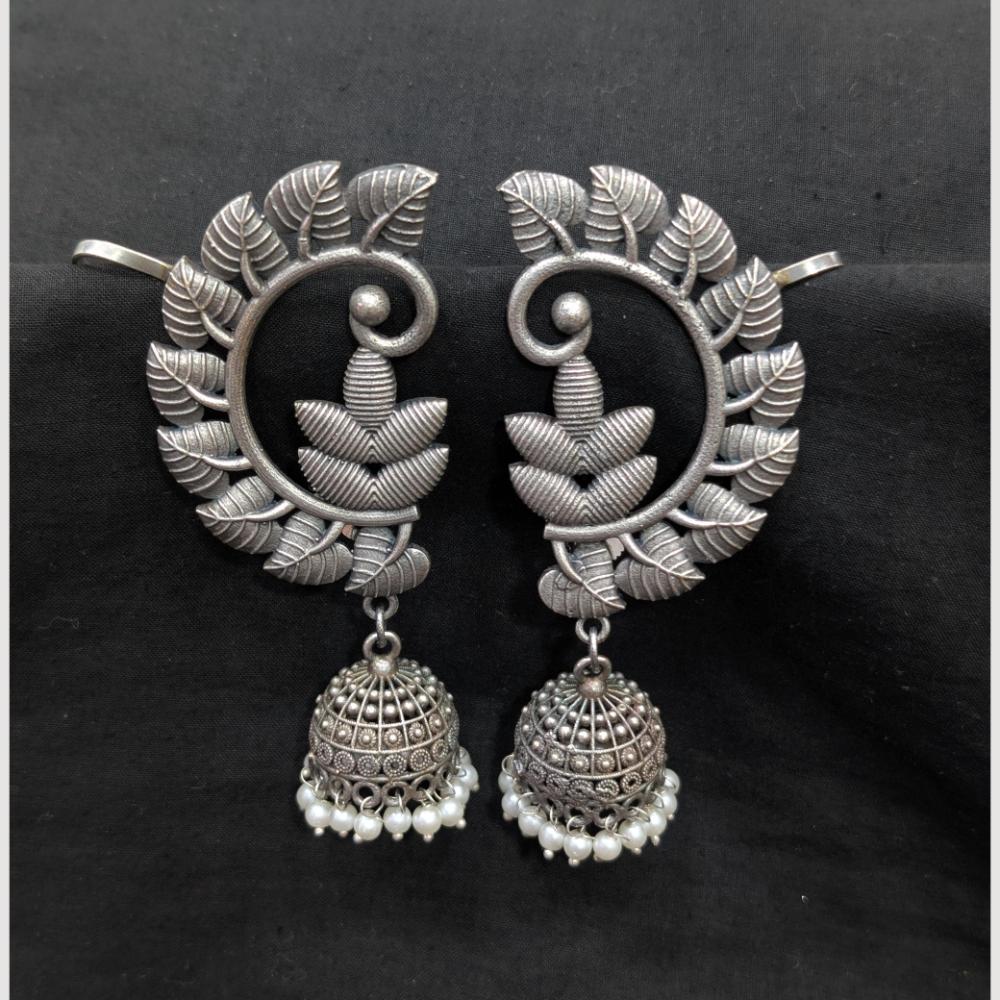 SNERA Stylish Oxidised Finish Pearl Jhumki Earrings