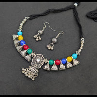 SNERA Oxidised Plated Antique Navratri Look Beads Necklace Set