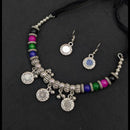SNERA Oxidised Plated Colorful Pom Pom Navratri Necklace Set