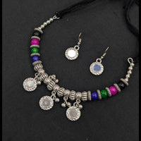 SNERA Oxidised Plated Colorful Pom Pom Navratri Necklace Set