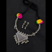 SNERA Oxidised Plated Colorful Pom Pom And Mirror Navratri Necklace Set
