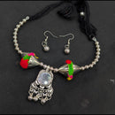 SNERA Oxidised Plated Colorful Pom Pom And Mirror Navratri Necklace Set
