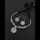 SNERA Oxidised Plated Antique Navratri Look Miroor Necklace Set