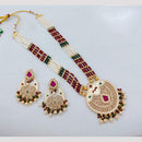 SNERA Luxury Crystal Stone And Pearls Meenakari Long Necklace Set