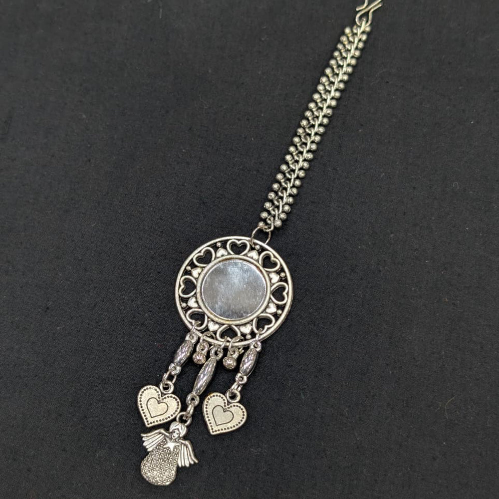 SNERA Navratri Special Oxidised Plated Mirror Maangtikka