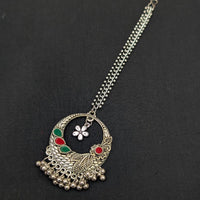 SNERA Navratri Special Oxidised Plated Pota Stone Maangtikka